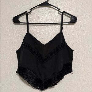 SHEIN Black Fringe Camisole Top